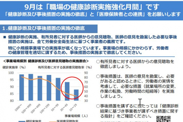 9月から始まる職場の健康診断実施強化月間